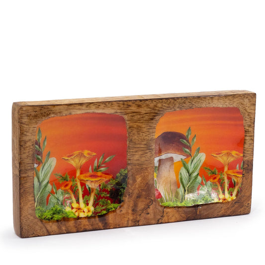 Doppelter Schmucktablett 20x10x2 5cm - Pilzdesign Bordeauxrot