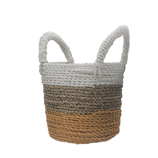 Seagrass Korb Set - Orange Natur Weiß