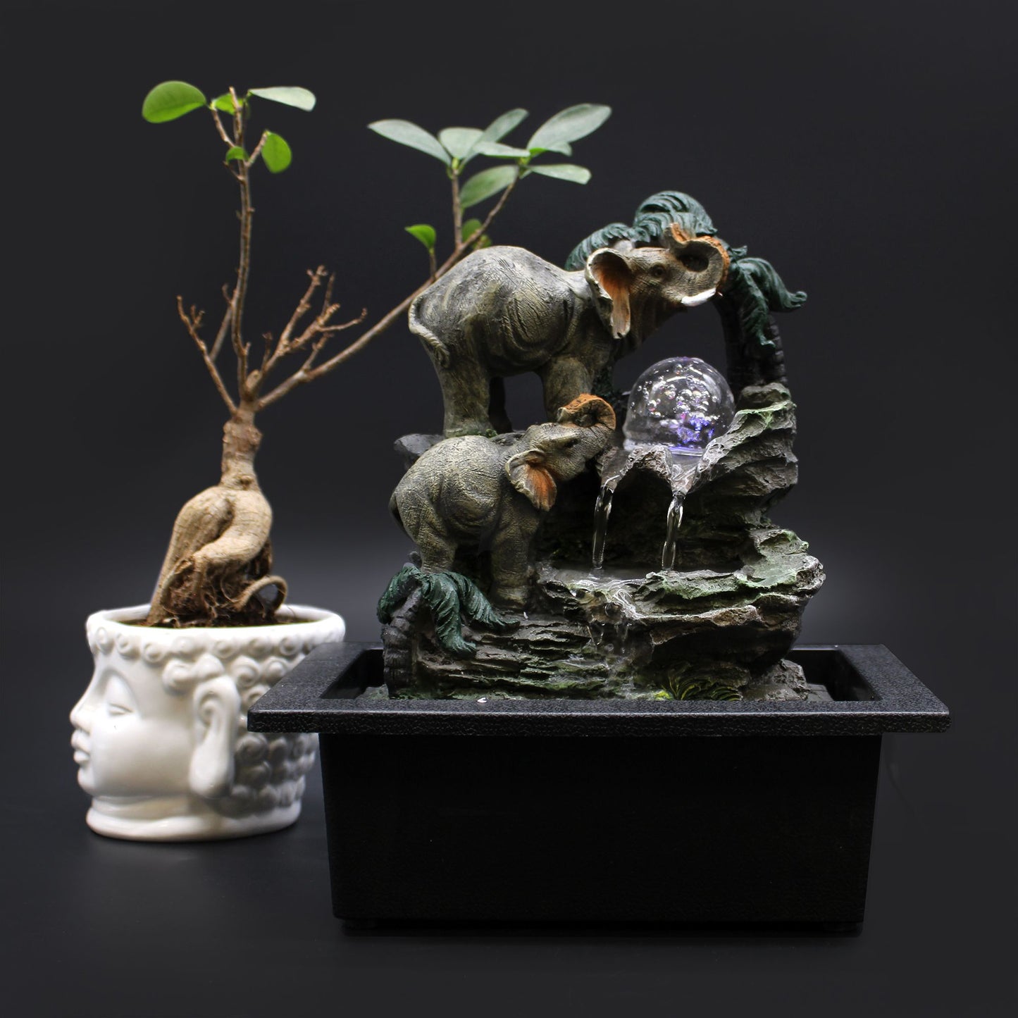 Tischwasserfall Elefantenfamilie 30cm