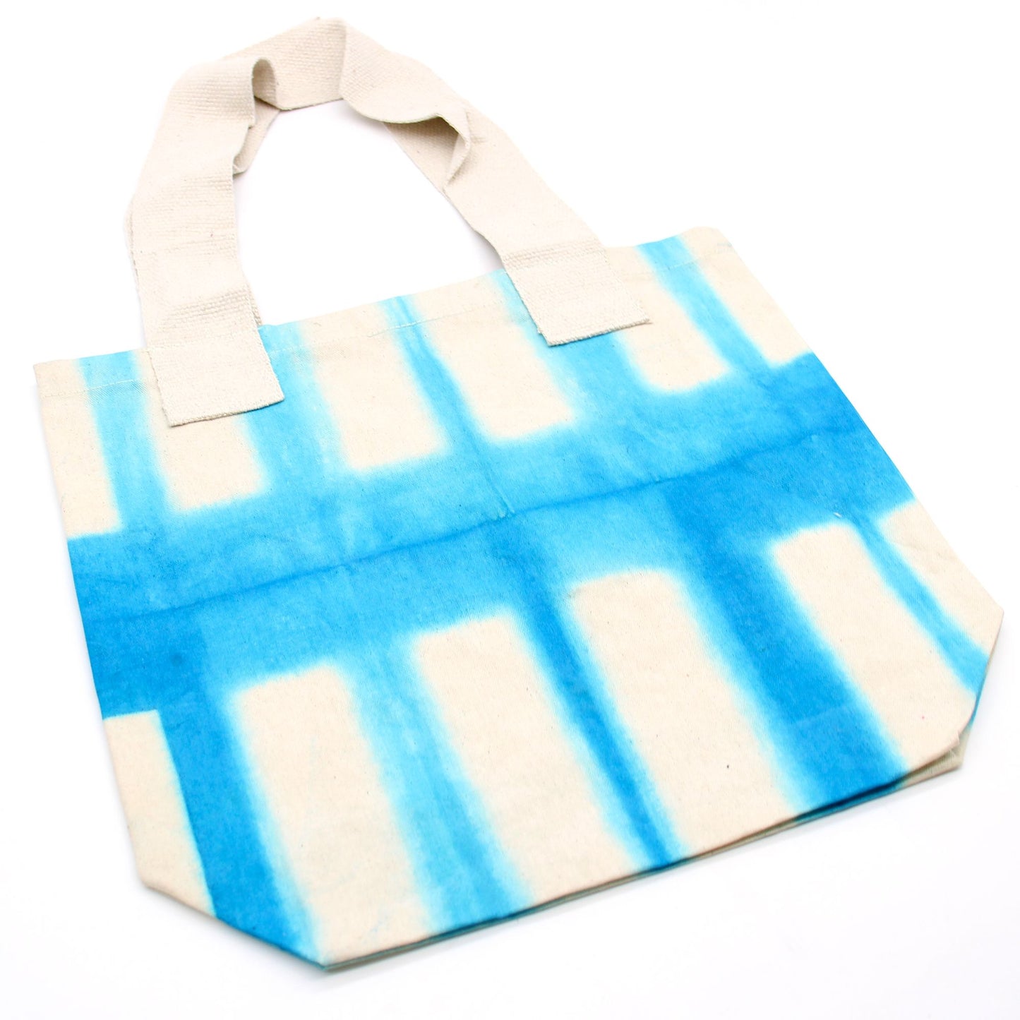 Natürliche Tye-Dye Baumwolltasche 8oz 38x42x12cm Himmelblaue Blöcke Natürlicher Griff