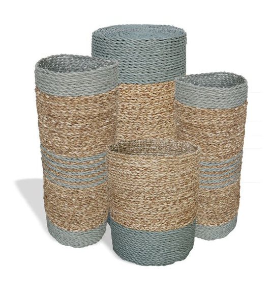 Seagrass und Abu-Abu Raffia Set mit 2 Vasen und 2 Körben