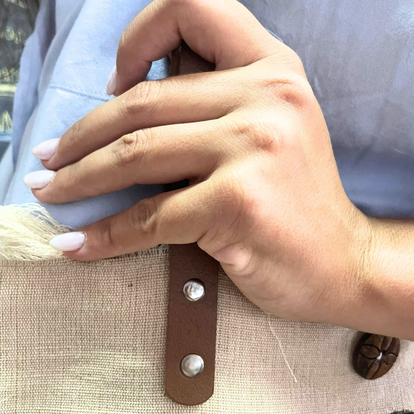 Natürliche Tragetasche Mit Ledergriffen - Inspiration