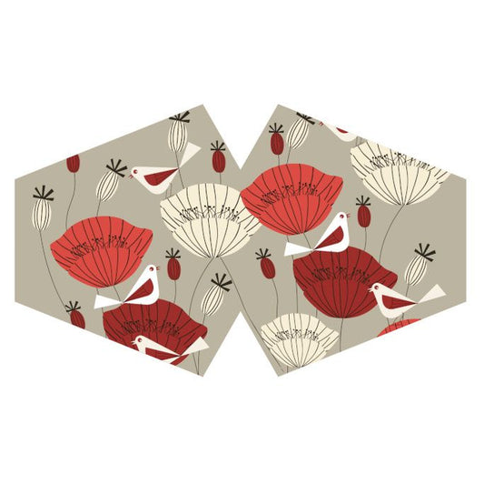 Wiederverwendbare Modische Gesichtsmaske - Orientalische Mohnblumen (Erwachsene)