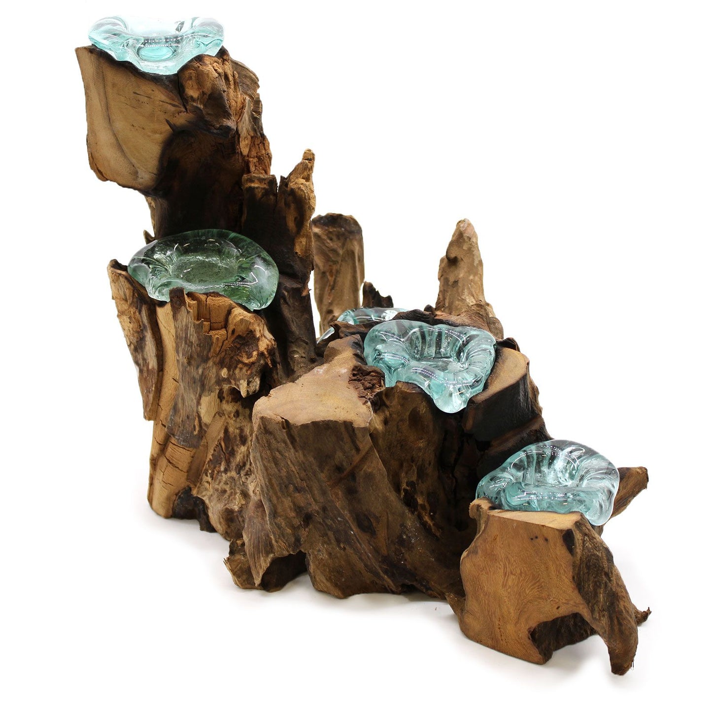 Molton Glas Fünf Kerzenhalter Auf Holz